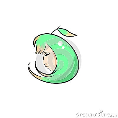 Girl inside an apple Vector Illustration