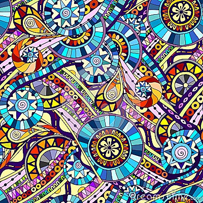 Original mosaic tribal doddle ethnic pattern. Vector Illustration