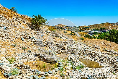 Original neolithic dwellings at Choirokoitia, Cyprus Stock Photo