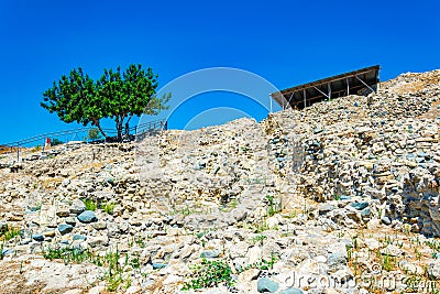 Original neolithic dwellings at Choirokoitia, Cyprus Stock Photo
