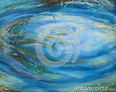 Original painting abstract beautiful water pond oleo Buenos Aires Argentina Stock Photo