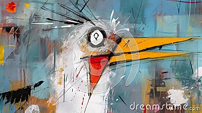 Vibrant Bird Painting: Expressive Abstract Art With A Modern Twist Stock Photo