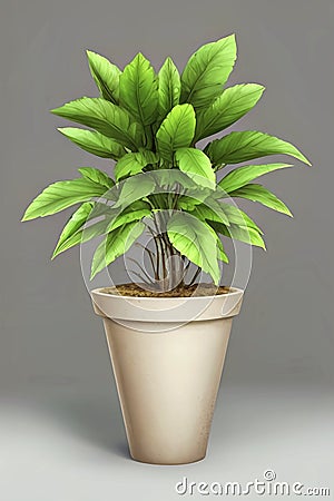 Original plant with large white pot Stock Photo