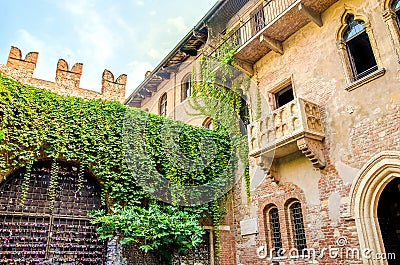 The original Romeo and Juliet balcony located in Verona, Italy Stock Photo