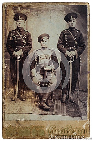 Original 1900s antique photo of tree military man Editorial Stock Photo