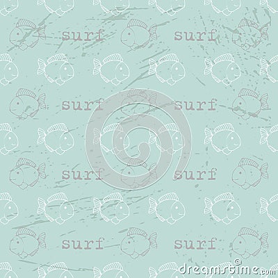 Original seamless pattern with fish Vector Illustration