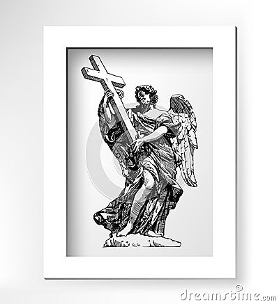 Original sketch digital drawing of marble statue Vector Illustration