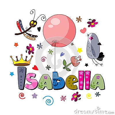 The original spelling of the word Isabella. Vector Illustration