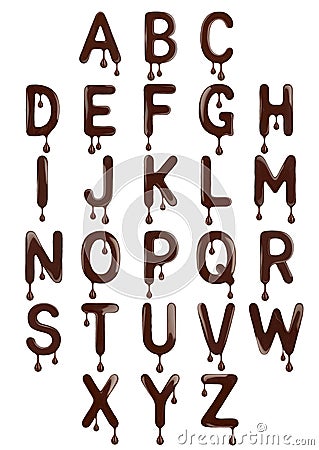 Original stylish latin alphabet made of melted chocolate Stock Photo