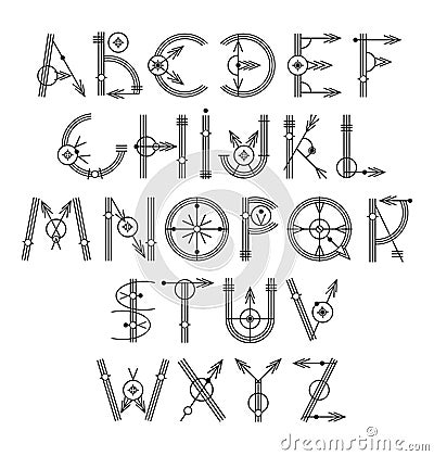 Original unique creative hipster black alphabet Vector Illustration
