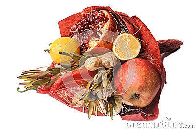 The original unusual edible vegetable and fruit bouquet Stock Photo