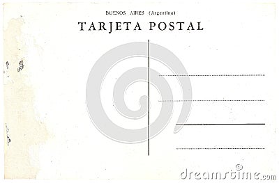 Original Vintage Back Side POSTCARD with space for Correspondence and Address Stock Photo