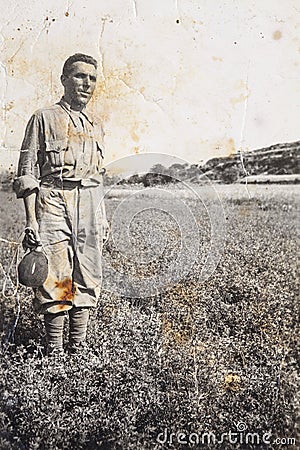 Original 1910 vintage photo of young Italian peasant. Stock Photo