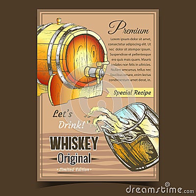 Original Whiskey Special Recipe Banner Vector Vector Illustration