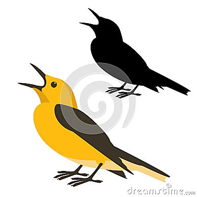 Oriole bird vector illustration flat style black silhouette Vector Illustration