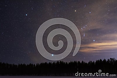 Orion and Canis Minor constellations and Sirius star Stock Photo