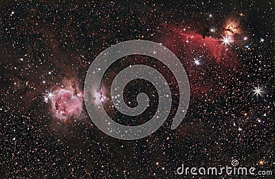 Orion, HorseHead & Flame Nebula Stock Photo