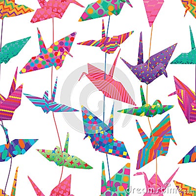 Orizuru pattern paper hang seamless pattern Vector Illustration