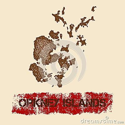 Orkney Islands distressed map. Vector Illustration