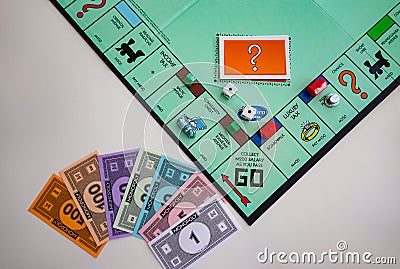 Pieces for the game Monopoly by Hasbro Editorial Stock Photo