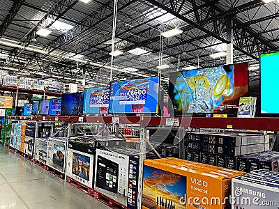 The TV aisle of a Sams Club Wholesale retail store Editorial Stock Photo