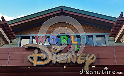 Disney store sign at Marketplace in Lake Buena Vista. Editorial Stock Photo