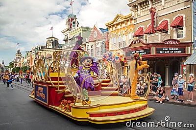 Mickey, Minnie and Pluto on Halloween Parade float at Magic Kingdom 464 Editorial Stock Photo