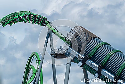 People enjoying amazing The Incredible Hulk rollercoaster at Island of Adventure 33 Editorial Stock Photo