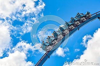 This roller coaster is known for high speeds, deep dives and thrills around every turn at Seaworld in International Drive area 8 Editorial Stock Photo