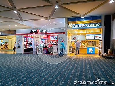 Auntie Anne`s Shop and Inmotion Entertainment Editorial Stock Photo