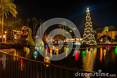 Dinosaur and Christmas Tree at Hollywood Studios 184 Editorial Stock Photo