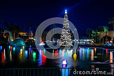 Dinosaur, colorful balls and Christmas tree at Hollywood Studios 179 Editorial Stock Photo