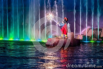 Mickey Mouse in Fantasmic Show at Hollywood Studios 150. Editorial Stock Photo