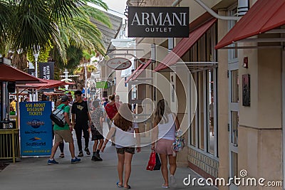 Mother and daughter enjoying shopping day at Premium Outlet in International Drive area . Editorial Stock Photo