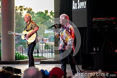 Graham Russell from air supply, singing beautiful melody at Epcot in Walt Disney World 3 Editorial Stock Photo