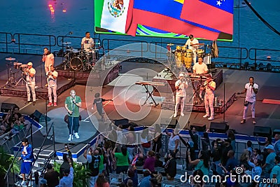 Randy Malcom and Alexander Delgado by Gente de Zona singing urban music at Seaworld in International Drive Area 7 Editorial Stock Photo