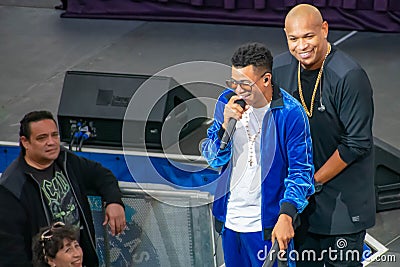 Randy Malcom and Alexander Delgado by Gente de Zona singing urban music at Seaworld in International Drive Area 8 Editorial Stock Photo