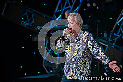 Russell Hitchcock from air supply, singing beautiful melody at Epcot in Walt Disney World 8 Editorial Stock Photo