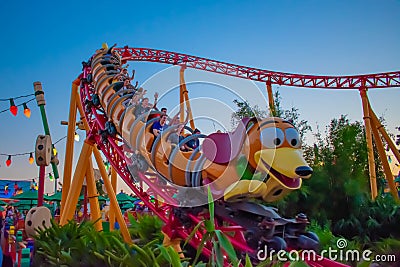 Slinky Dog Dash rollercoaster in Toystory land at Hollywood Studios in Walt Disney World 2 Editorial Stock Photo