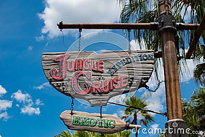 Jungle Cruise Expedition sign in Magic Kingdom at Walt Disney World . Editorial Stock Photo