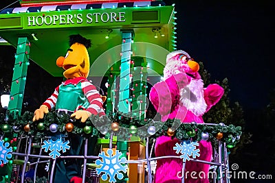Bert and Telly Monster at Sesame Street Christmas Parade at Seaworld 1 Editorial Stock Photo