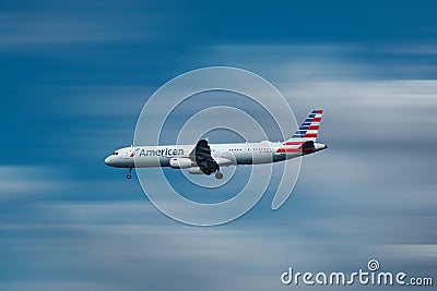 American Airlines aircraft preparing to landin airport area 2 Editorial Stock Photo