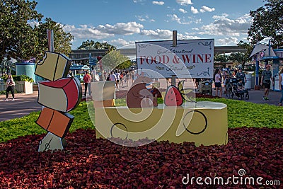 Epcot International Food and Wine Festival sign in Walt Disney World 2 Editorial Stock Photo