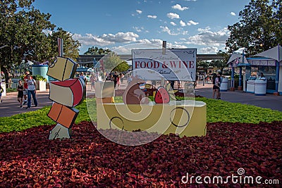 Epcot International Food and Wine Festival sign in Walt Disney World 1. Editorial Stock Photo