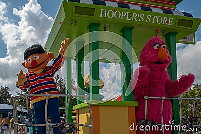 Ernie and Telly Monster in Sesame Street Party Parade at Seaworld 2 Editorial Stock Photo