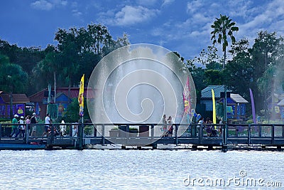 People walking, at the end of the day at Seaworld Marine Theme Park Editorial Stock Photo