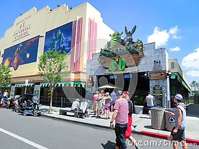 Orlando, Florida, USA - May 10, 2018: The Entrance to Shrek 4D ride in soundstage. Editorial Stock Photo