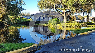 Orlando, October 1 2022 - Community Neighborhood Flooding by Hurricane Ian Central Florida Floods Editorial Stock Photo