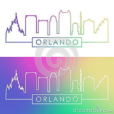 Orlando skyline. Colorful linear style. Vector Illustration
