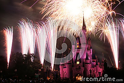 Disney World Castle Fireworks, Orlando Editorial Stock Photo